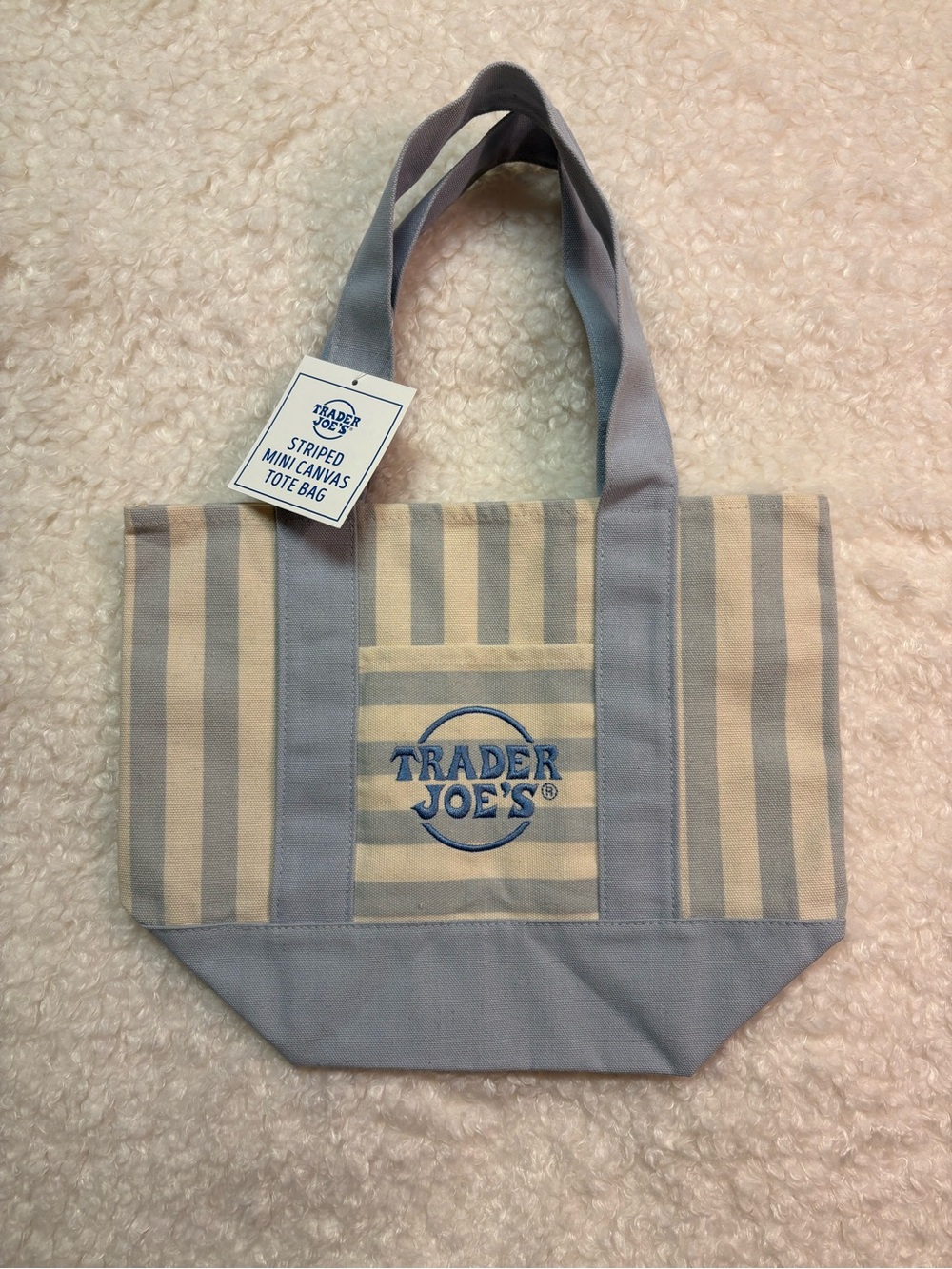 limited edition trader joe’s striped mini tote